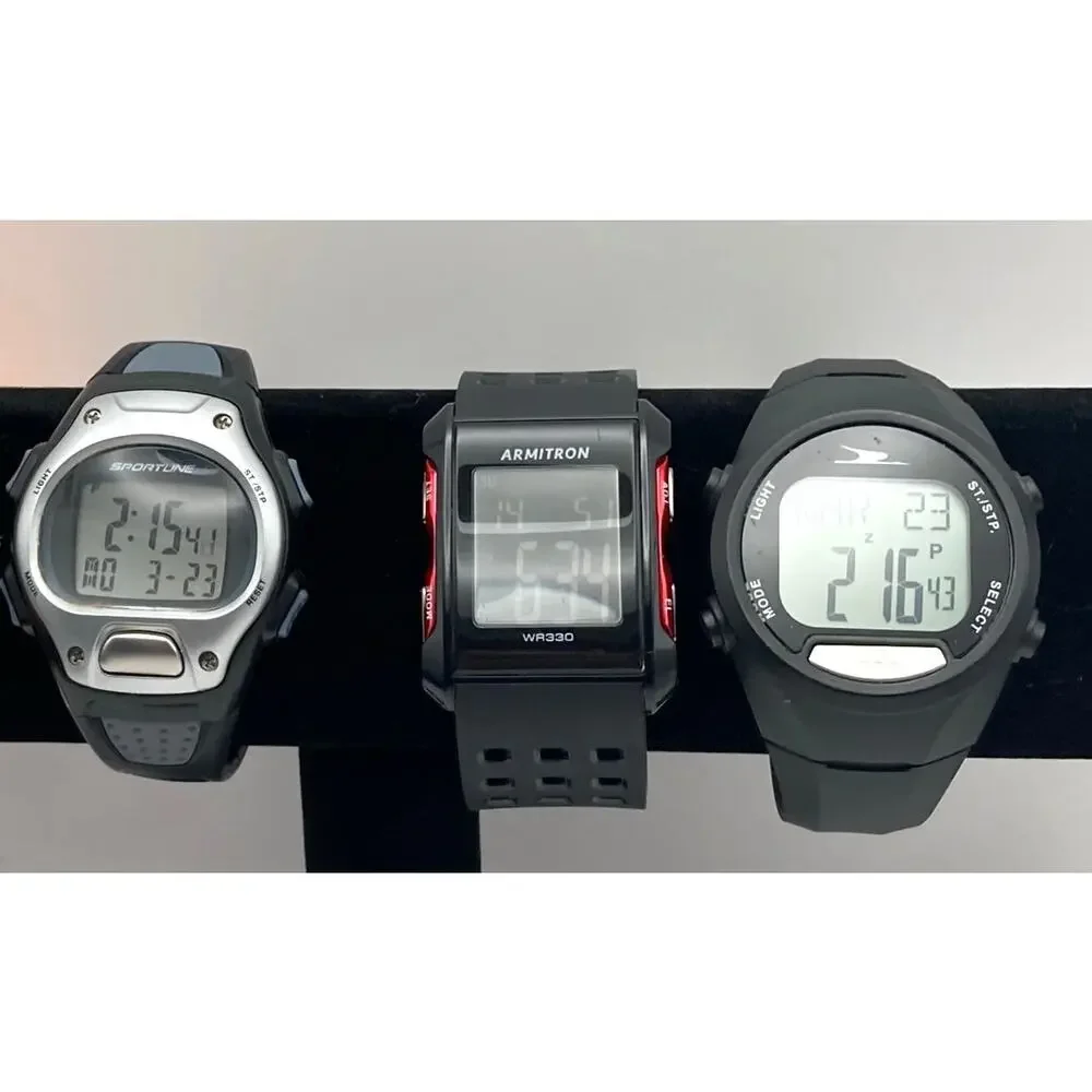 Armitron Men's Black Digital Watch with Red Accent Buttons